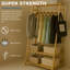 Mattera Natural Bamboo Wooden Clothes Rack, Garment Rail Garment Rack Open Wardrobe, Storage Shelves Bedroom