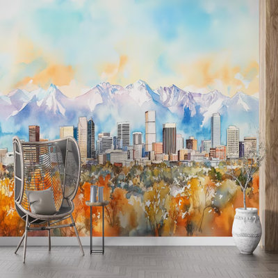 Papier peint mural Mountain City Skyline