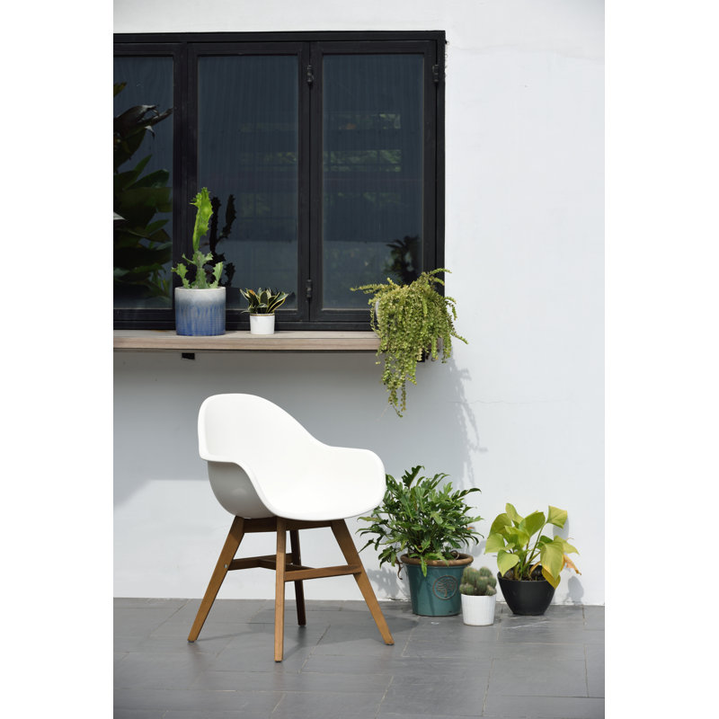 Chaise de patio noire avec accoudoirs Rafael, Blanc