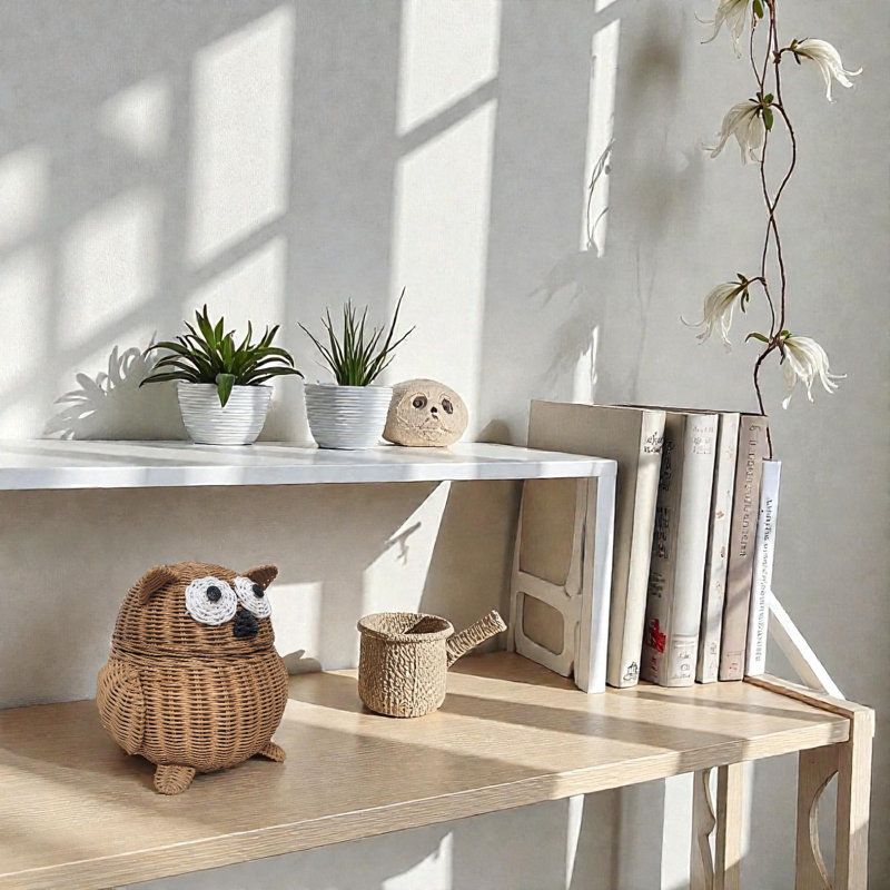 Panier en rotin Millwood Pines, H 9,5 po x l 9,5 po x P 8 po, Brun