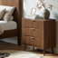 Ensemble de 2 tables de chevet cannelées en noyer massif, 80 cm de largeur, 3 tiroirs, table de chevet en bois, dimensions : 74,5 cm (H) x 80 cm (L) x 40 cm (P)-1521428796-1521162138