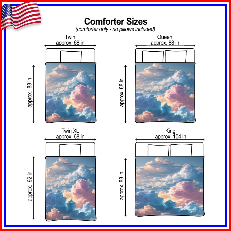 Fluffy Pastel Clouds Comforter, King