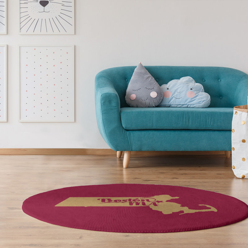 Tapis de zone rouge boston sports cochenilles, Rond 5 pi