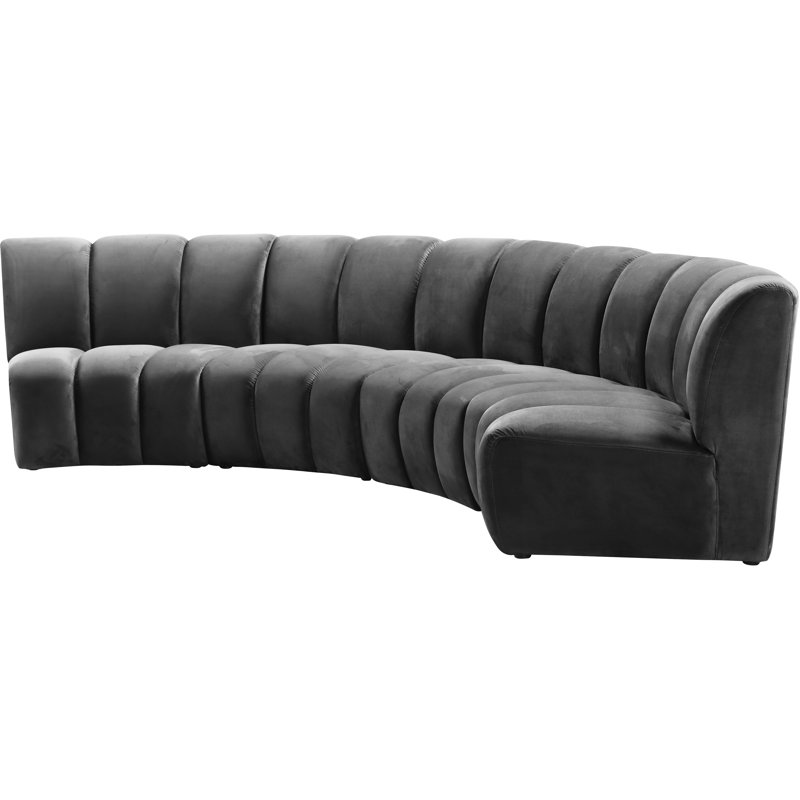 Canapé modulaire en velours Infinity, Velours gris, 4 pièces
