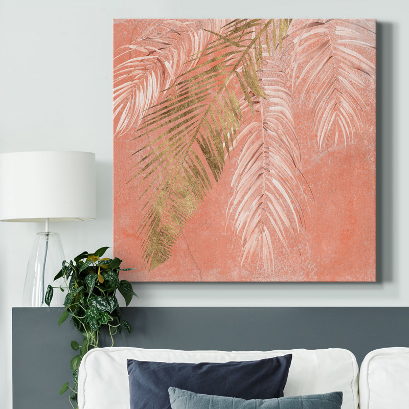 Toile tendue Golden Palms I-Premium Gallery - prête à être accrochée, H 40 po x l 40 po x P 1 po