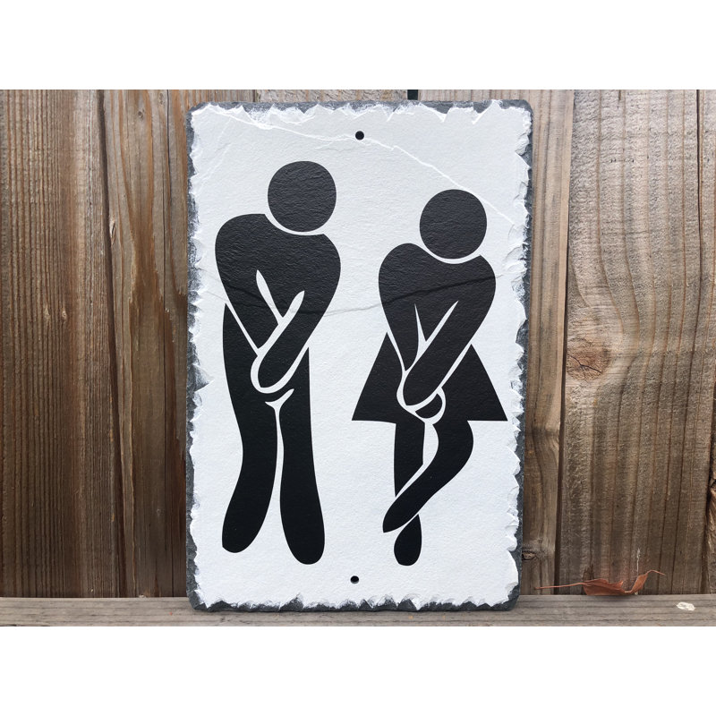 Plaque de salle de bain Mesdames et Messieurs, H 12 po x l 8 po, Support