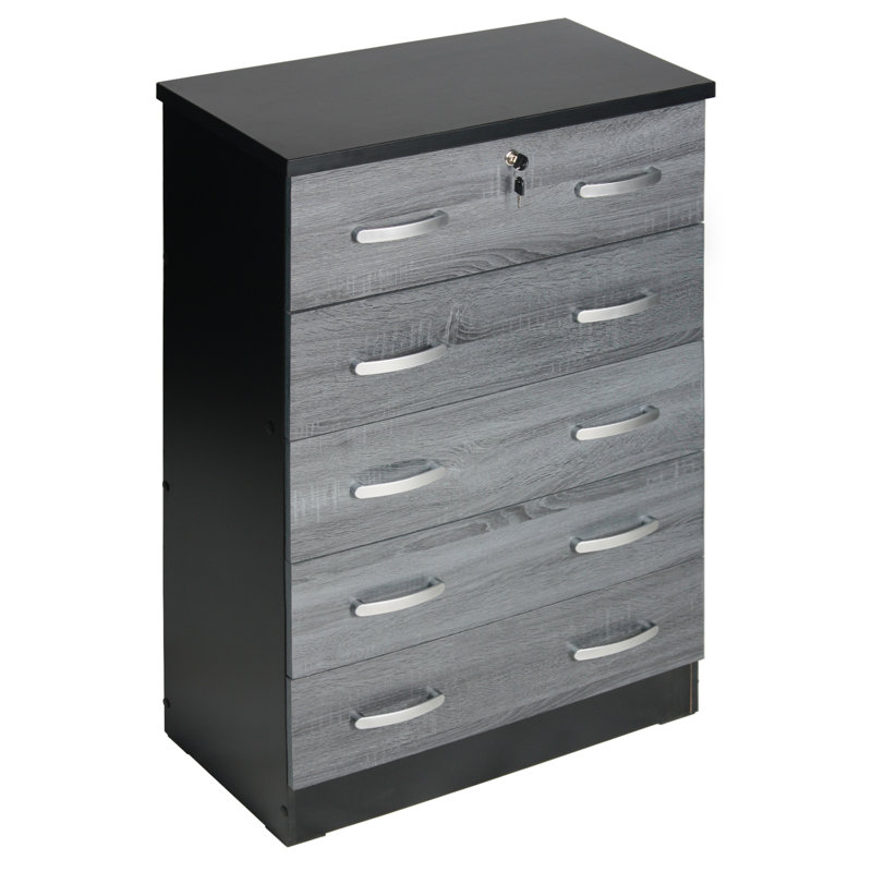 29 " W 5 - Drawer Dresser, Black/Gray