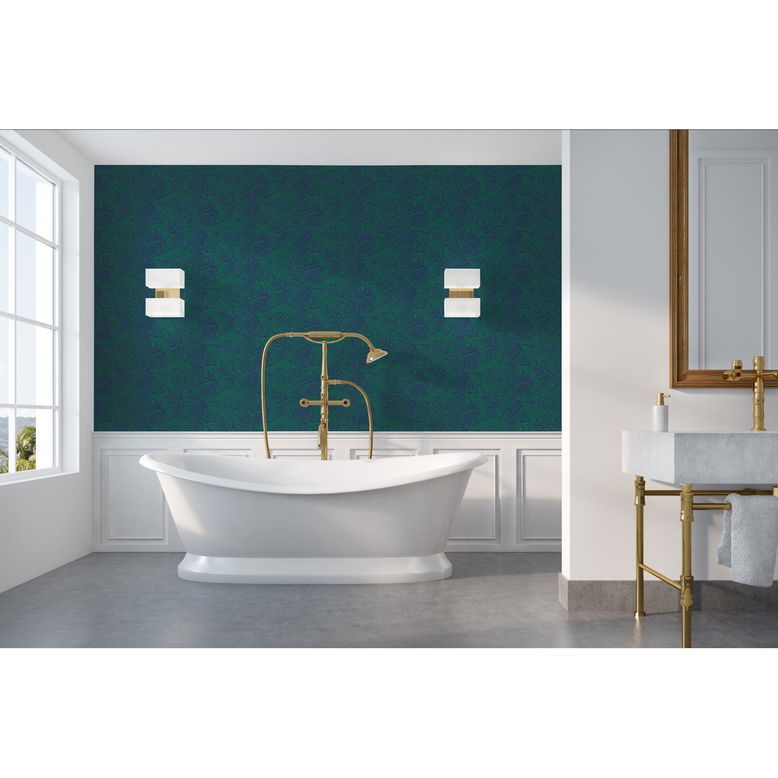 Lomé Wallpaper Roll, Royal Jade, Peel & Stick, Self-adhesive