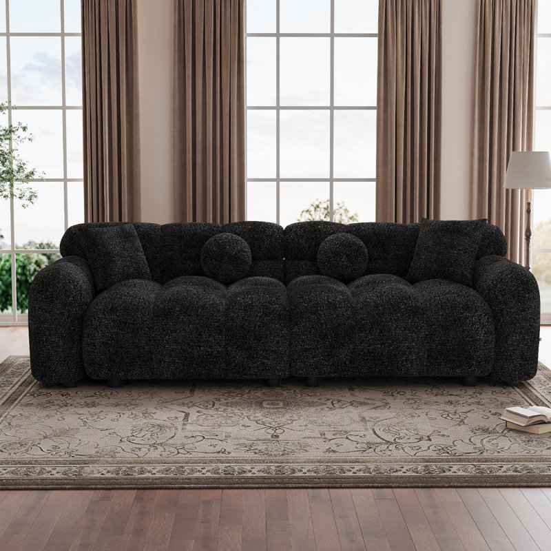 Canapé rembourré 87,3 po Oumy, Polyester noir