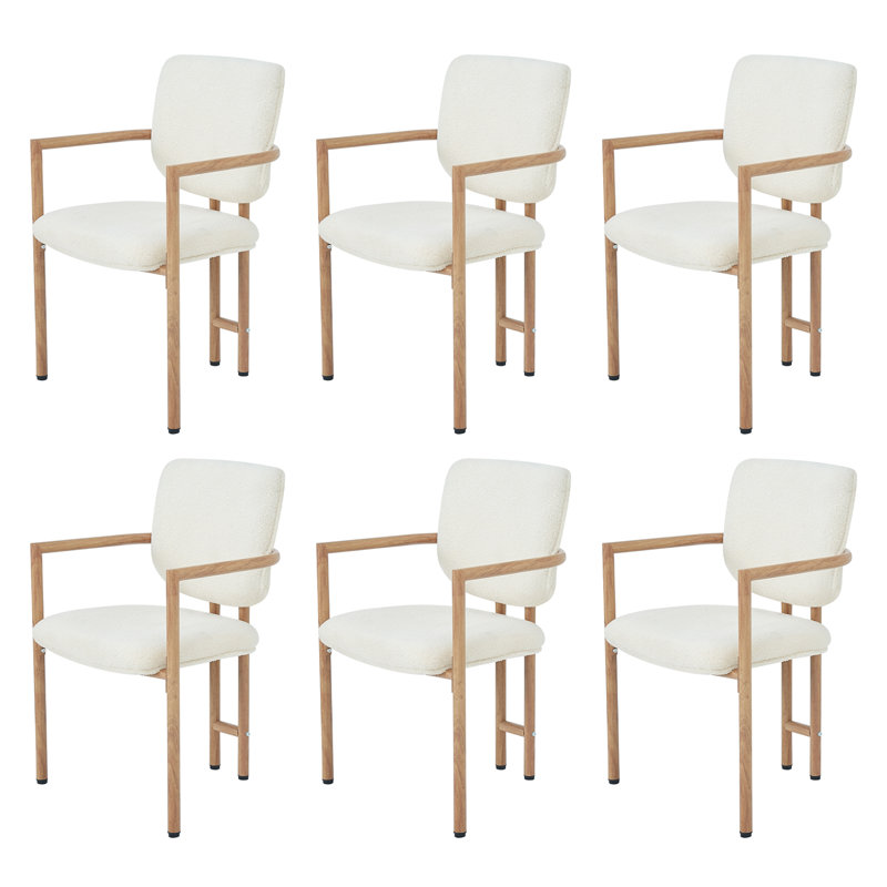 Boucle Upholstered Metal Armchair in Beige, 6