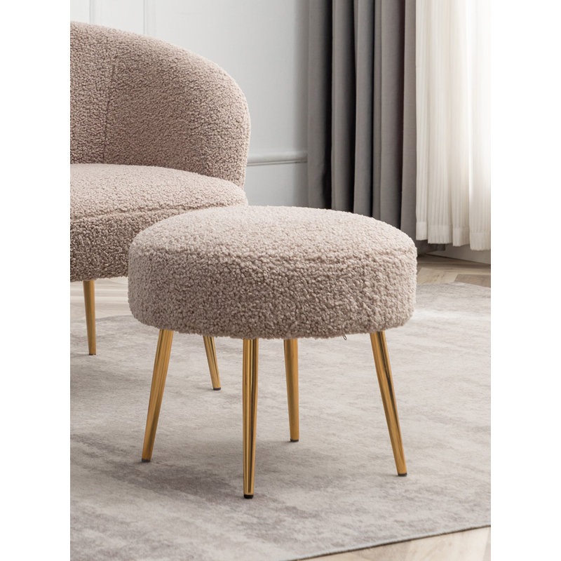Repose-pieds en tissu Rabiha Teddy, Brun