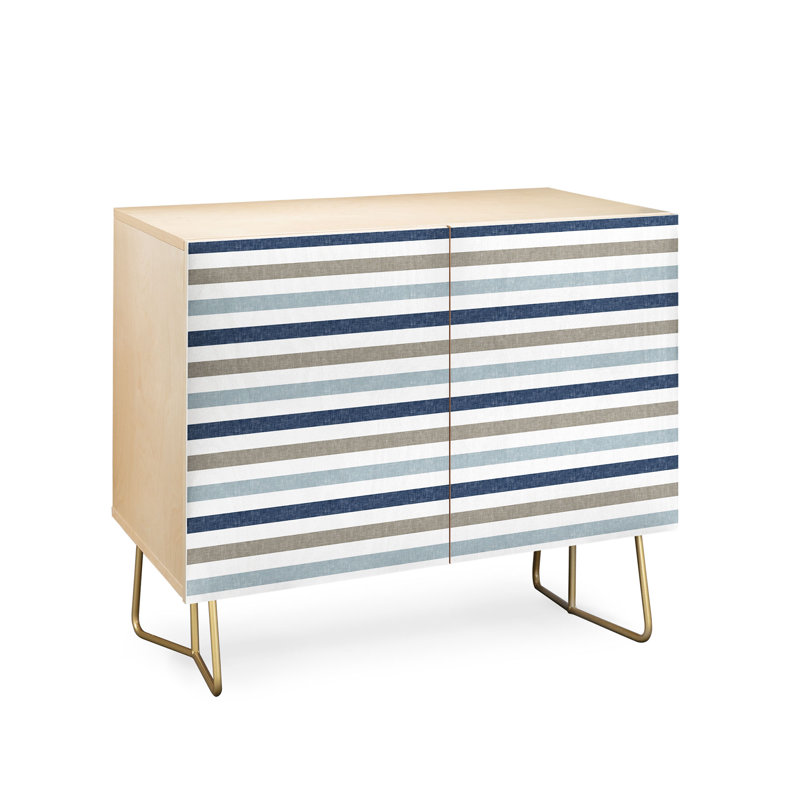 Armoire d'appoint 2 portes Linen Stripes, Bleu marine / bouleau
