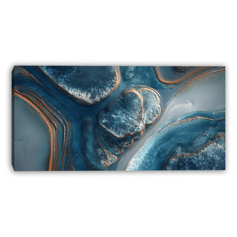 «Blue Mineral Delta», art mural sur toile tendue, H 24 po x l 48 po x P 1,5 po
