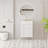 Bathroom Vanity with Ceramic Sink and Open Shelf on the Left Side-989451957