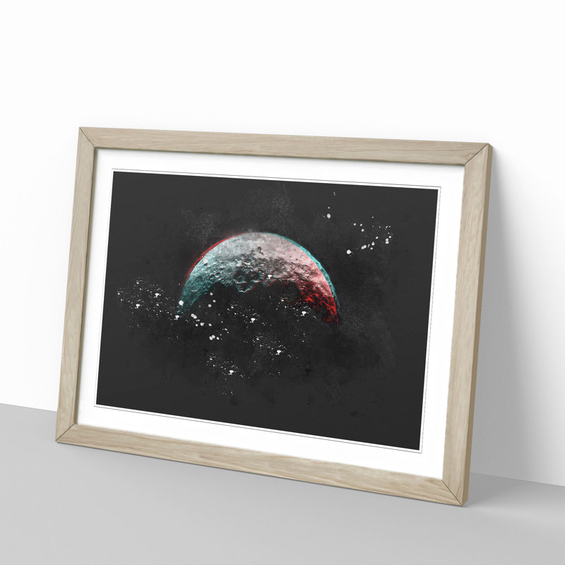 Moon - Picture Frame Painting Print, Oak Framed, 62cm H x 87cm W x 2cm D