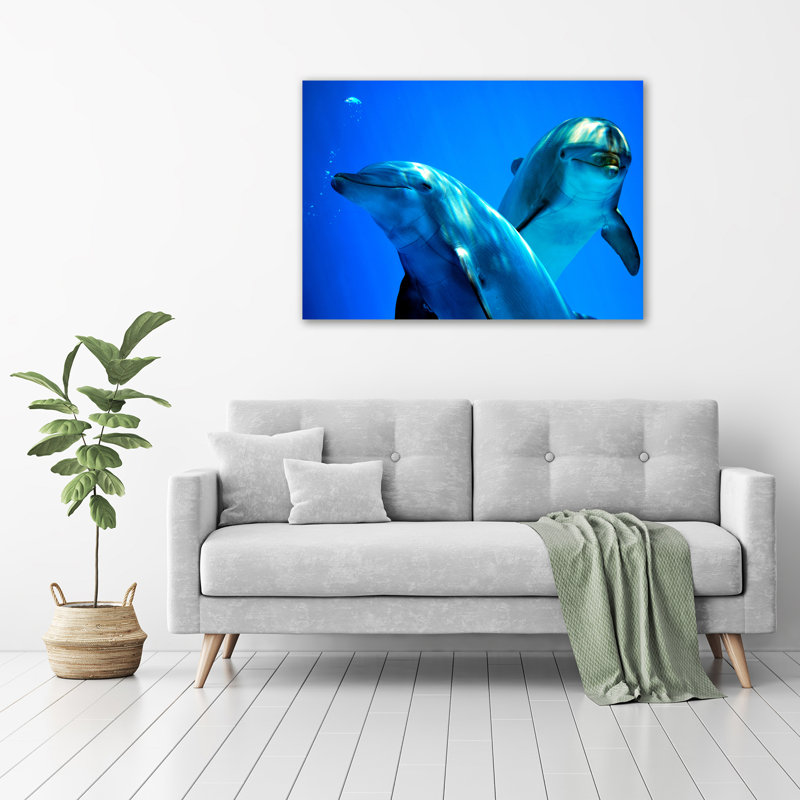 Two Dolphins - Wrapped Canvas Print