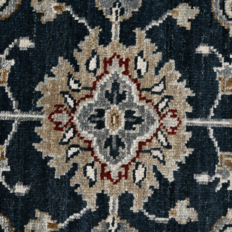 Bristol Oriental Handmade Hand-Knotted Area Rug in Blue/Gray, Rectangle 9' x 12'