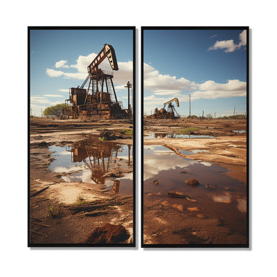 Photographie de champ de pétrole du Texas - art mural beige