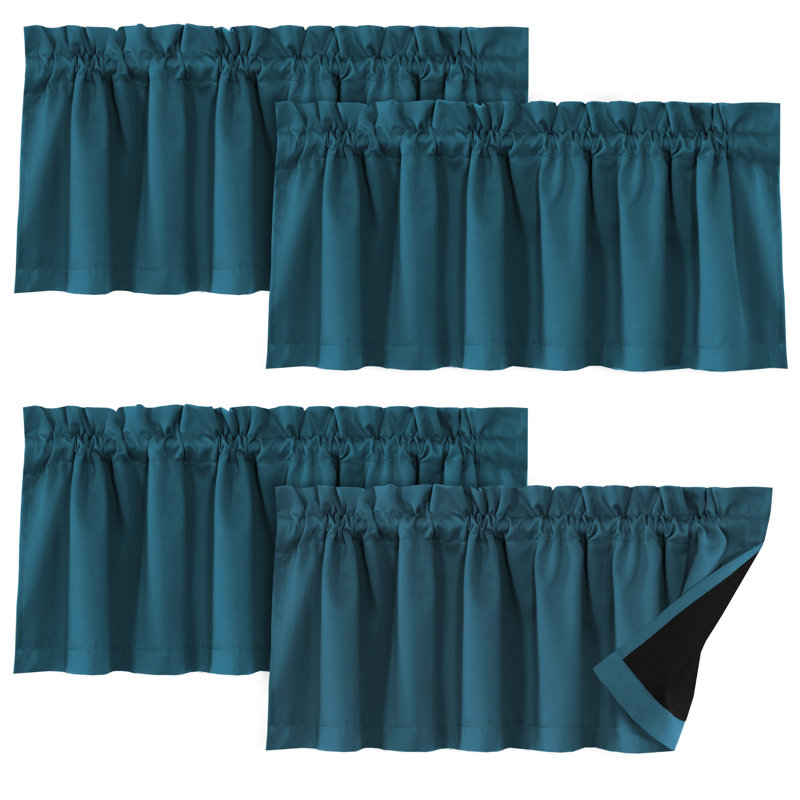100% Blackout Curtain Valances for Kitchen Windows/Bathroom/Living Room/Bedroom Thermal Insulated Rod Pocket Valances for Windows, 4 Pack, 52" x 18"
