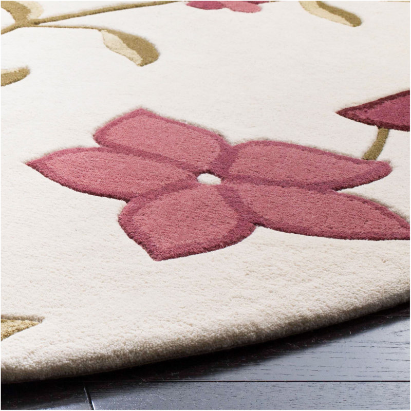 Fermont Hand Tufted Wool Floral Rug, Round 7'