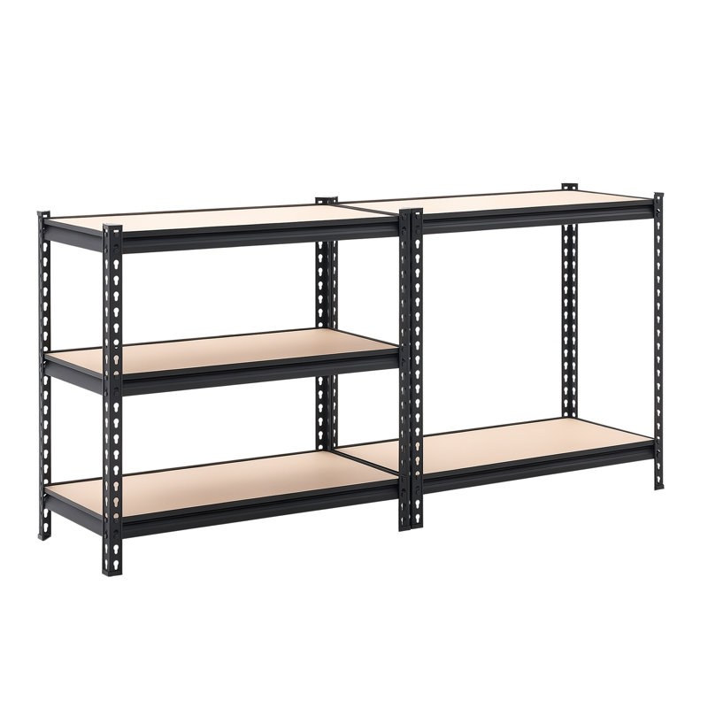 Étagère de rangement robuste en métal à 5 niveaux, support de garage réglable avec panneaux de fibres à densité moyenne E1, capacité totale de 2000 lb, noir