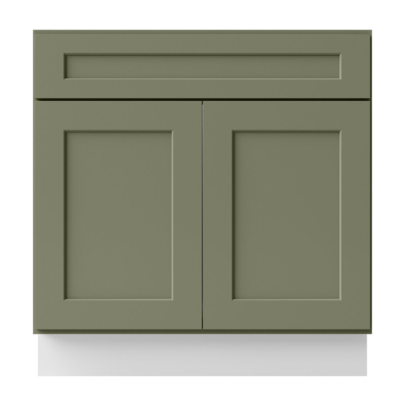Armoire de salle de bain en bois massif prêt à assembler avec comptoir Shaker - comptoir non inclus, Vert sauge
