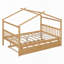 Lit double en bois avec lit gigogne simple-896407456
