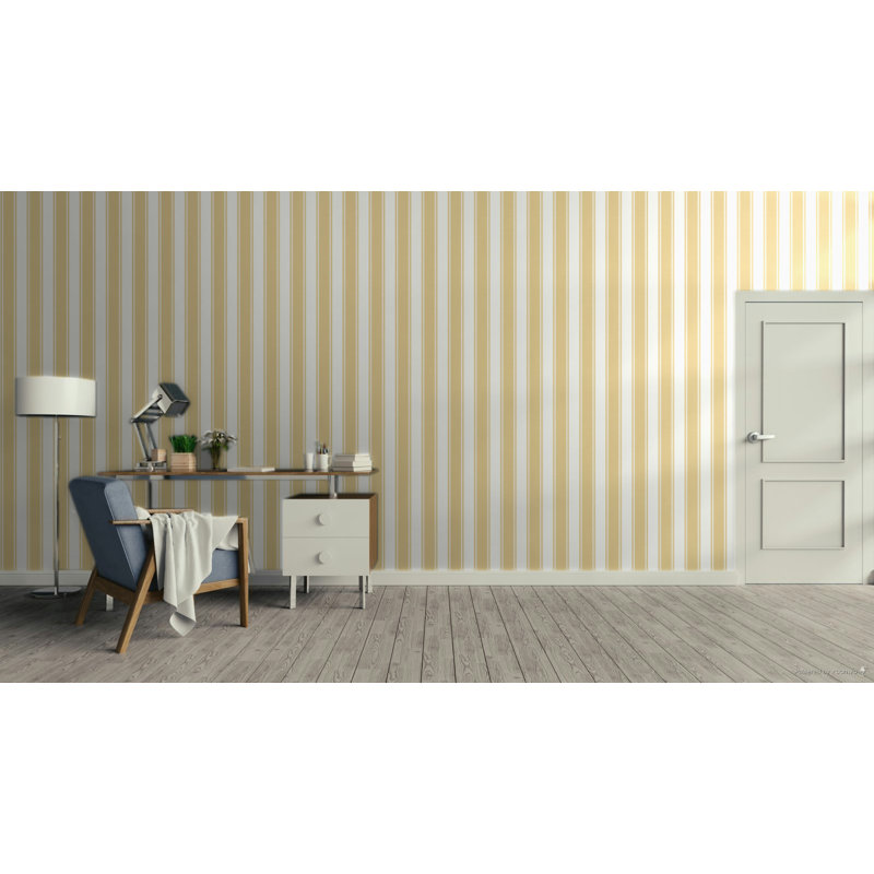 Italian Classics 4 Stripe 3D Embossed Wallpaper Roll, Gold