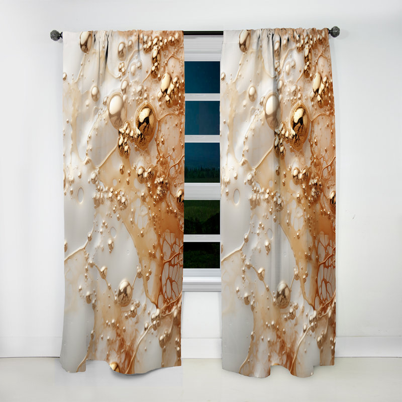 Liggins - Champagne Curtain - Room Darkening Abstract Curtain - 1 Panels, 52" W x 63" L