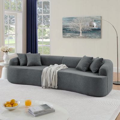 Canapé modulaire incurvé modulaire en tissu de laine d'agneau, style minimaliste moderne, comprimé (aucun assemblage requis), confortable pour le salon et la chambre à coucher