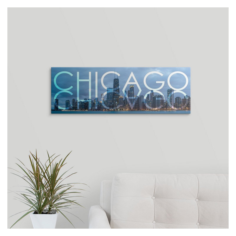 « chicago, transparent mirror overlay », impression, H 12 po x l 36 po x P 1,5 po, Toile