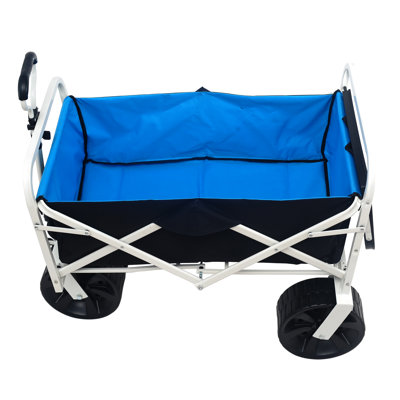Folding Wagon Garden Shopping Beach Cart (White)