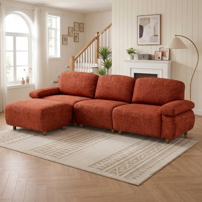 111" Mid-Century Modular Sectional Sofa with Removable Ottoman