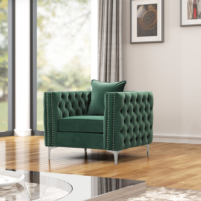 Martens Velvet Armchair, Dark Green Velvet