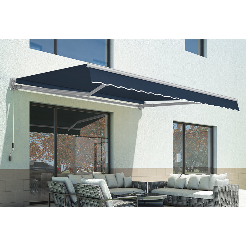 Auvent de patio pour auvent pour auvent rétractable manuel, Bleu, L 98,4 po x P 78,7 po