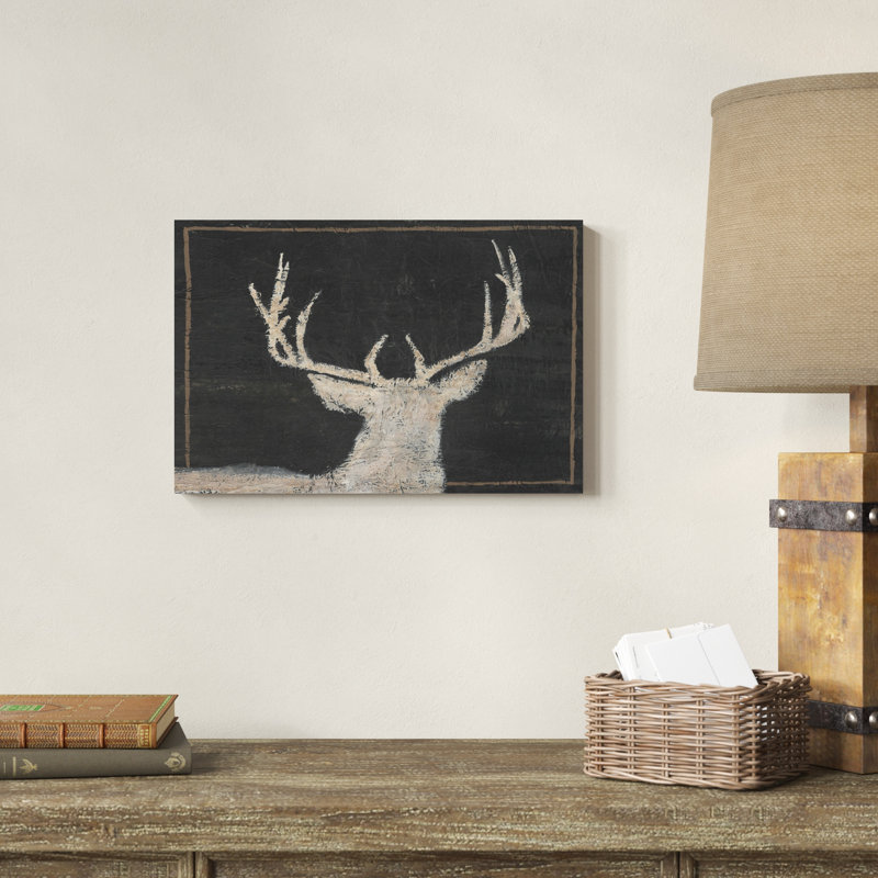 Brow Tine Deer II, H 12 po x l 18 po, Toile encadrée, Érable