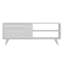 Meuble télé moderne blanc avec option de fixation murale, 47,2 po x 17,2 po x 11,6 po | 100% panneau de particules enduit de mélamine, épaisseur: 0,7 pouce | Comprend plusieurs tablettes et pieds en plastique, un design géométrique élégant pour les salons contemporains
