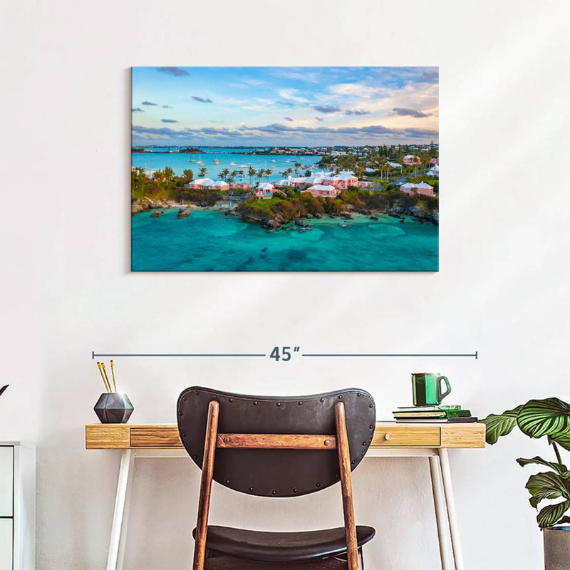 Bermuda Beach House - Impression sur toile tendue, H 24 po x l 36 po x P 1,25 po