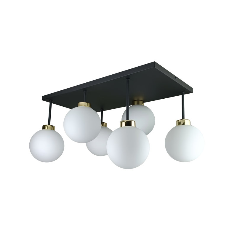 Alexzander Glass Semi Flush Mount, Gold, White