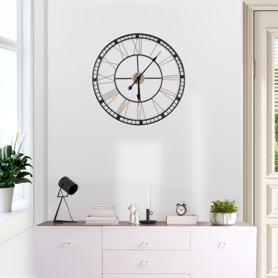 24" Oversized Vintage Metal Round Decorative Clock