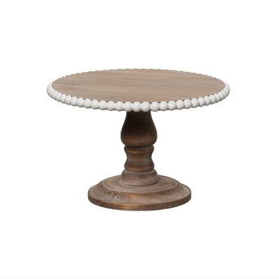 VIP Wood 8 in. Brown Serving Stand with Beaded Accent