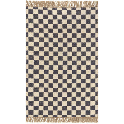 Tapis à carreaux en laine / jute à carreaux Connie