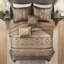 Ensemble de couvre-lit réversible 5 pièces en jacquard brun / doré-122118664-122118661