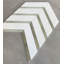 Thassos Random Sized Marble/Glass Herringbone Mosaic Wall Tile