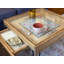 Table de jeu Rustic Byo avec plateau en verre trempé et tiroir de rangement caché -  Mesure 25 x 25 po