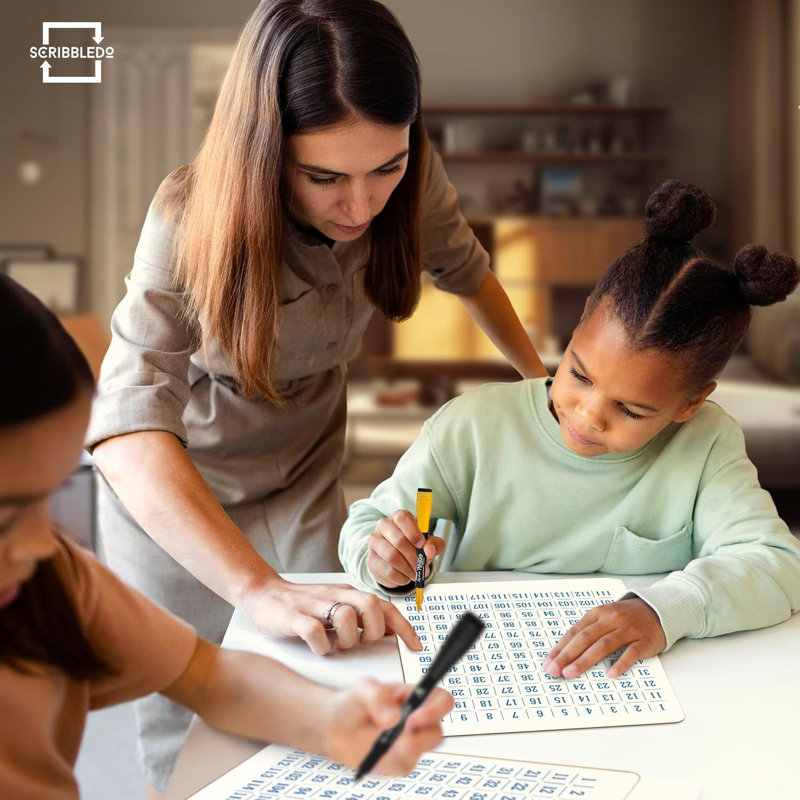 Scribbledo Dry Erase Number Chart 9”x12” White Board Teacher Student 100 Chart For First Grade Classroom Kid Small Math Practise Whiteboard Kindergarten 1st Grade School Supplies