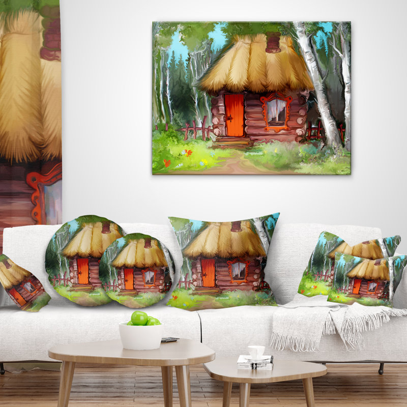 Coussin maison de campagne, 16 po x 16 po, Coussin décoratif