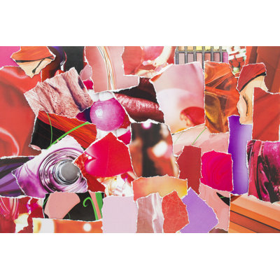 Collage From Torn Pieces Of Magazine Paper. 1 Piece Wrapped Canvas Wall Art