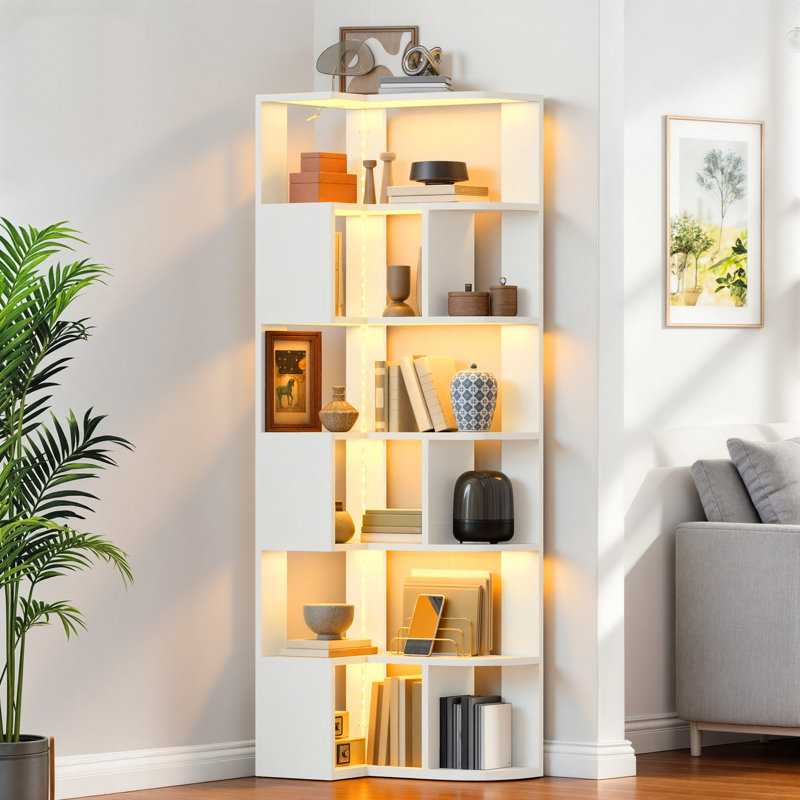 64cm W Geometric Bookcase, (7 Shelves) 180cm H x 64cm W x 41.5cm D