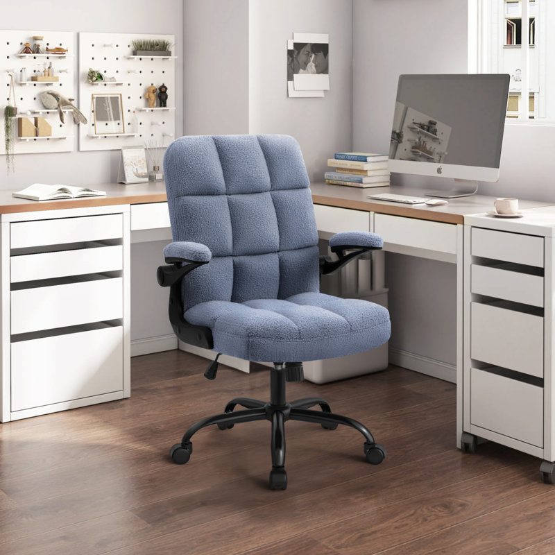 Chaise de cadre ergonomique, Bleu marine, Noir, Molleton pelucheux